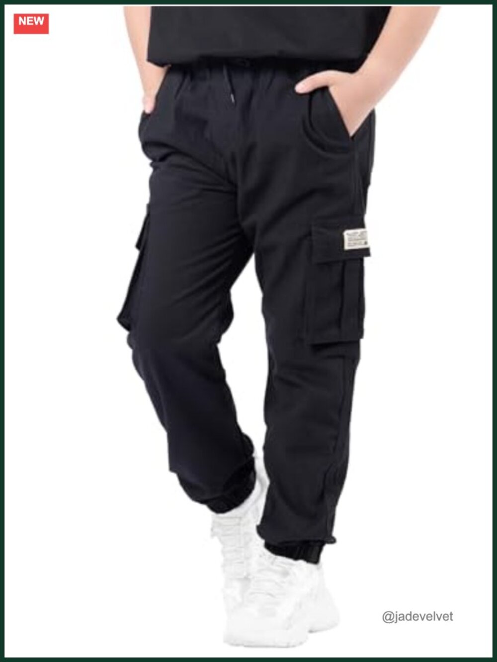 Boys Cargo Joggers Drawstring Jogging Pants Elastic Waist Trousers